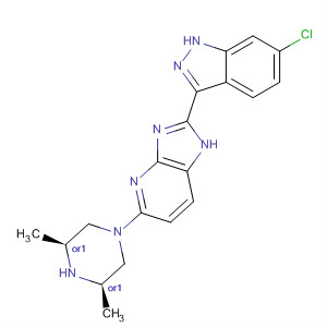 485836-49-5  1H-Imidazo[4,5-b]pyridine,2-(6-chloro-1H-indazol-3-yl)-5-[(3R,5S)-3,5-dimethyl-1-piperazinyl]-, rel-