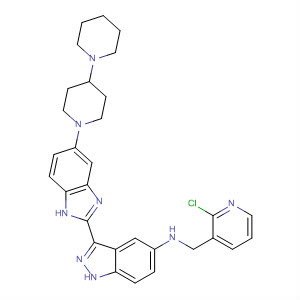 485838-50-4  1H-Indazol-5-amine,3-(5-[1,4'-bipiperidin]-1'-yl-1H-benzimidazol-2-yl)-N-[(2-chloro-3-pyridinyl)methyl]-