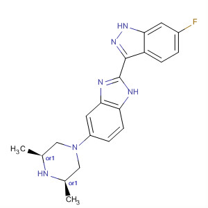 485839-13-2  1H-Indazole,3-[5-[(3R,5S)-3,5-dimethyl-1-piperazinyl]-1H-benzimidazol-2-yl]-6-fluoro-, rel-