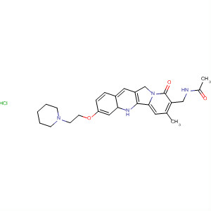 485844-00-6  Acetamide,N-[[9,11-dihydro-7-methyl-9-oxo-3-[2-(1-piperidinyl)ethoxy]indolizino[1,2-b]quinolin-8-yl]methyl]-, monohydrochloride