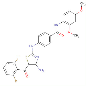 486416-00-6  Benzamide,4-[[4-amino-5-(2,6-difluorobenzoyl)-2-thiazolyl]amino]-N-(2,4-dimethoxyphenyl)-