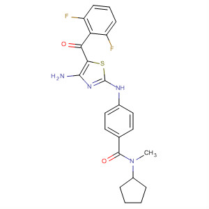 486416-34-6  Benzamide,4-[[4-amino-5-(2,6-difluorobenzoyl)-2-thiazolyl]amino]-N-cyclopentyl-N-methyl-