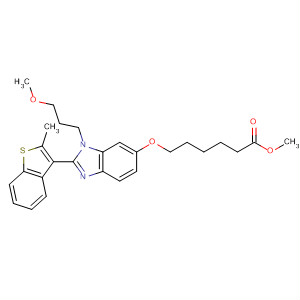 486418-80-8  Hexanoic acid,6-[[1-(3-methoxypropyl)-2-(2-methylbenzo[b]thien-3-yl)-1H-benzimidazol-6-yl]oxy]-, methyl ester