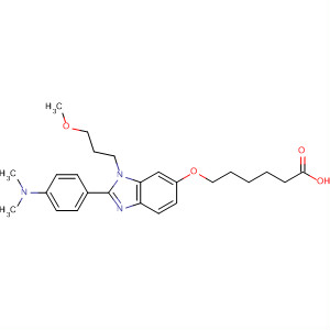486418-90-0  Hexanoic acid,6-[[2-[4-(dimethylamino)phenyl]-1-(3-methoxypropyl)-1H-benzimidazol-6-yl]oxy]-