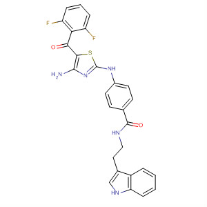 486419-07-2  Benzamide,4-[[4-amino-5-(2,6-difluorobenzoyl)-2-thiazolyl]amino]-N-[2-(1H-indol-3-yl)ethyl]-