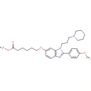 486419-39-0  Hexanoic acid,6-[[2-(4-methoxyphenyl)-1-[3-(1-piperidinyl)propyl]-1H-benzimidazol-6-yl]oxy]-, methyl ester