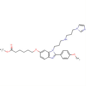 486419-45-8  Hexanoic acid,6-[[1-[3-[[3-(1H-imidazol-1-yl)propyl]amino]propyl]-2-(4-methoxyphenyl)-1H-benzimidazol-6-yl]oxy]-, methyl ester