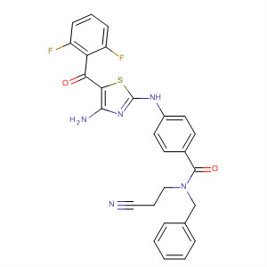 486419-69-6  Benzamide,4-[[4-amino-5-(2,6-difluorobenzoyl)-2-thiazolyl]amino]-N-(2-cyanoethyl)-N-(phenylmethyl)-