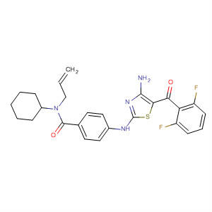 486419-85-6  Benzamide,4-[[4-amino-5-(2,6-difluorobenzoyl)-2-thiazolyl]amino]-N-cyclohexyl-N-2-propenyl-