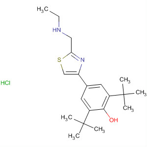 473540-34-0  Phenol, 2,6-bis(1,1-dimethylethyl)-4-[2-[(ethylamino)methyl]-4-thiazolyl]-,monohydrochloride