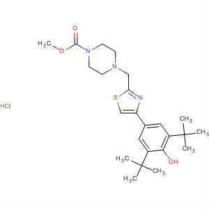 473541-31-0  1-Piperazinecarboxylic acid,4-[[4-[3,5-bis(1,1-dimethylethyl)-4-hydroxyphenyl]-2-thiazolyl]methyl]-,methyl ester, monohydrochloride