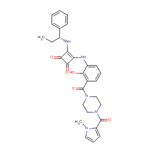 473730-02-8  Piperazine,1-[3-[[3,4-dioxo-2-[[(1R)-1-phenylpropyl]amino]-1-cyclobuten-1-yl]amino]-2-hydroxybenzoyl]-4-[(1-methyl-1H-pyrrol-2-yl)carbonyl]-