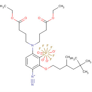 473910-84-8  Benzeendiazonium,4-[bis(4-ethoxy-4-oxobutyl)amino]-2-[(3,5,5-trimethylhexyl)oxy]-,hexafluorfosfaat(1-)