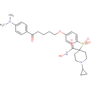 476182-27-1  4-Piperidinecarboxamide,1-cyclopropyl-4-[[4-[[5-[4-(dimethylamino)phenyl]-5-oxopentyl]oxy]phenyl]sulfonyl]-N-hydroxy-