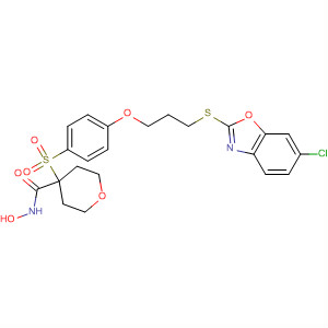 476182-85-1  2H-Pyran-4-carboxamide,4-[[4-[3-[(6-chloro-2-benzoxazolyl)thio]propoxy]phenyl]sulfonyl]tetrahydro-N-hydroxy-