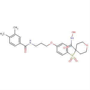 476183-21-8  2H-Pyran-4-carboxamide,4-[[4-[3-[(3,4-dimethylbenzoyl)amino]propoxy]phenyl]sulfonyl]tetrahydro-N-hydroxy-