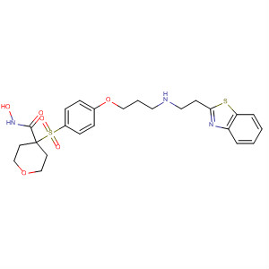 476184-75-5  2H-Pyran-4-carboxamide,4-[[4-[3-(2-benzothiazolylethylamino)propoxy]phenyl]sulfonyl]tetrahydro-N-hydroxy-