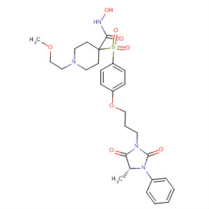 476185-12-3  4-Piperidinecarboxamide,N-hydroxy-1-(2-methoxyethyl)-4-[[4-[3-[(4R)-4-methyl-2,5-dioxo-3-phenyl-1-imidazolidinyl]propoxy]phenyl]sulfonyl]-