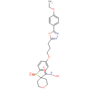 476185-53-2  2H-Pyran-4-carboxamide,4-[[4-[3-[5-(4-ethoxyphenyl)-1,3,4-oxadiazol-2-yl]propoxy]phenyl]sulfonyl]tetrahydro-N-hydroxy-