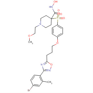 476185-67-8  4-Piperidinecarboxamide,4-[[4-[3-[3-(4-bromo-2-methylphenyl)-1,2,4-oxadiazol-5-yl]propoxy]phenyl]sulfonyl]-N-hydroxy-1-(2-methoxyethyl)-