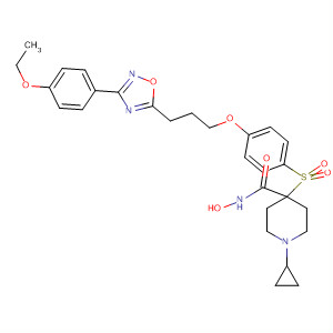476186-00-2  4-Piperidinecarboxamide,1-cyclopropyl-4-[[4-[3-[3-(4-ethoxyphenyl)-1,2,4-oxadiazol-5-yl]propoxy]phenyl]sulfonyl]-N-hydroxy-