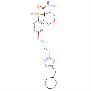 476186-12-6  2H-Pyran-4-carboxamide,4-[[4-[3-[5-(cyclohexylmethyl)-1,3,4-oxadiazol-2-yl]propoxy]phenyl]sulfonyl]tetrahydro-N-hydroxy-