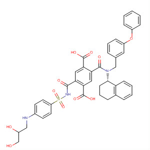 476489-77-7  1,4-Benzenedicarboxylic acid,2-[[[[4-[(2,3-dihydroxypropyl)amino]phenyl]sulfonyl]amino]carbonyl]-5-[[[(3-phenoxyphenyl)methyl][(1S)-1,2,3,4-tetrahydro-1-naphthalenyl]amino]carbonyl]-