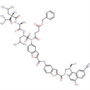 477209-22-6  L-Leucinamide,N-[1,4-dioxo-4-(phenylmethoxy)butyl]-b-alanyl-L-leucyl-L-alanyl-N-[2-[[[2-[[(1S)-1-(chloromethyl)-8-cyano-1,2-dihydro-5-hydroxy-3H-benz[e]indol-3-yl]carbonyl]-5-benzofuranyl]amino]carbonyl]-5-benzofuranyl]-
