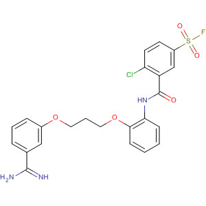 47750-96-9  Benzenesulfonyl fluoride,3-[[[2-[3-[3-(aminoiminomethyl)phenoxy]propoxy]phenyl]amino]carbonyl]-4-chloro-