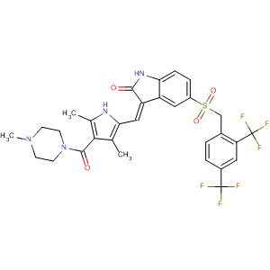 477573-85-6  Piperazine,1-[[5-[(Z)-[5-[[[2,4-bis(trifluoromethyl)phenyl]methyl]sulfonyl]-1,2-dihydro-2-oxo-3H-indol-3-ylidene]methyl]-2,4-dimethyl-1H-pyrrol-3-yl]carbonyl]-4-methyl-