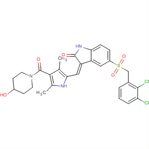 477575-71-6  4-Piperidinol,1-[[5-[(Z)-[5-[[(2,3-dichlorophenyl)methyl]sulfonyl]-1,2-dihydro-2-oxo-3H-indol-3-ylidene]methyl]-2,4-dimethyl-1H-pyrrol-3-yl]carbonyl]-