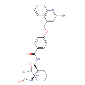 477581-69-4  Benzamide,N-[[(5R,6R)-2,4-dioxo-1,3-diazaspiro[4.5]dec-6-yl]methyl]-4-[(2-methyl-4-quinolinyl)methoxy]-, rel-