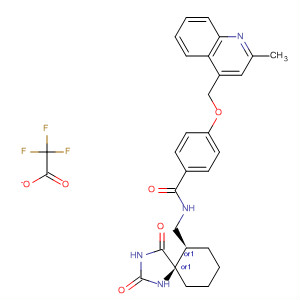 477581-70-7  Benzamide,N-[[(5R,6R)-2,4-dioxo-1,3-diazaspiro[4.5]dec-6-yl]methyl]-4-[(2-methyl-4-quinolinyl)methoxy]-, rel-, mono(trifluoroacetate)