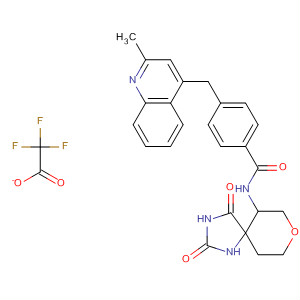 477581-91-2  Benzamide,N-(2,4-dioxo-8-oxa-1,3-diazaspiro[4.5]dec-6-yl)-4-[(2-methyl-4-quinolinyl)methyl]-, mono(trifluoroacetate)