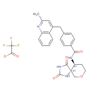 477581-97-8  Benzamide,N-[(5R,10S)-2,4-dioxo-7-oxa-1,3-diazaspiro[4.5]dec-10-yl]-4-[(2-methyl-4-quinolinyl)methyl]-, rel-, mono(trifluoroacetate)