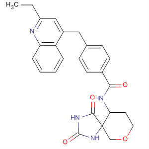 477582-02-8  Benzamide,N-(2,4-dioxo-7-oxa-1,3-diazaspiro[4.5]dec-10-yl)-4-[(2-ethyl-4-quinolinyl)methyl]-