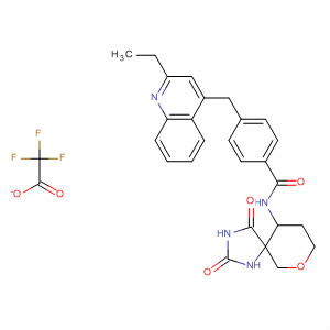 477582-03-9  Benzamide,N-(2,4-dioxo-7-oxa-1,3-diazaspiro[4.5]dec-10-yl)-4-[(2-ethyl-4-quinolinyl)methyl]-, mono(trifluoroacetate)
