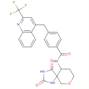 477582-05-1  Benzamide,N-(2,4-dioxo-7-oxa-1,3-diazaspiro[4.5]dec-10-yl)-4-[[2-(trifluoromethyl)-4-quinolinyl]methyl]-
