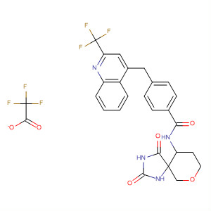 477582-06-2  Benzamide,N-(2,4-dioxo-7-oxa-1,3-diazaspiro[4.5]dec-10-yl)-4-[[2-(trifluoromethyl)-4-quinolinyl]methyl]-, mono(trifluoroacetate)