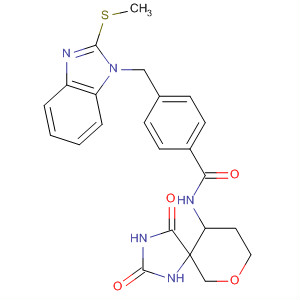 477582-14-2  Benzamide,N-(2,4-dioxo-7-oxa-1,3-diazaspiro[4.5]dec-10-yl)-4-[[2-(methylthio)-1H-benzimidazol-1-yl]methyl]-