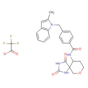 477582-16-4  Benzamide,N-(2,4-dioxo-7-oxa-1,3-diazaspiro[4.5]dec-10-yl)-4-[(2-methyl-1H-indol-1-yl)methyl]-, mono(trifluoroacetate)