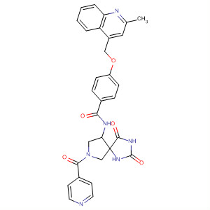 477582-31-3  Benzamide,N-[2,4-dioxo-7-(4-pyridinylcarbonyl)-1,3,7-triazaspiro[4.4]non-9-yl]-4-[(2-methyl-4-quinolinyl)methoxy]-