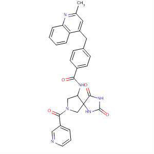 477582-56-2  Benzamide,N-[2,4-dioxo-7-(3-pyridinylcarbonyl)-1,3,7-triazaspiro[4.4]non-9-yl]-4-[(2-methyl-4-quinolinyl)methyl]-