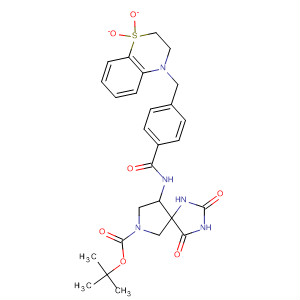 477582-64-2  1,3,7-Triazaspiro[4.4]nonane-7-carboxylic acid,9-[[4-[(2,3-dihydro-1,1-dioxido-4H-1,4-benzothiazin-4-yl)methyl]benzoyl]amino]-2,4-dioxo-, 1,1-dimethylethyl ester