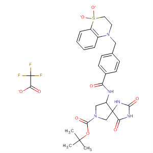 477582-65-3  1,3,7-Triazaspiro[4.4]nonane-7-carboxylic acid,9-[[4-[(2,3-dihydro-1,1-dioxido-4H-1,4-benzothiazin-4-yl)methyl]benzoyl]amino]-2,4-dioxo-, 1,1-dimethylethyl ester, mono(trifluoroacetate)