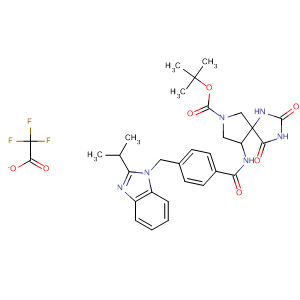 477582-80-2  1,3,7-Triazaspiro[4.4]nonane-7-carboxylic acid,9-[[4-[[2-(1-methylethyl)-1H-benzimidazol-1-yl]methyl]benzoyl]amino]-2,4-dioxo-, 1,1-dimethylethyl ester, mono(trifluoroacetate)