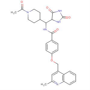 477583-36-1  Benzamide,N-[(1-acetyl-4-piperidinyl)(2,5-dioxo-4-imidazolidinyl)methyl]-4-[(2-methyl-4-quinolinyl)methoxy]-