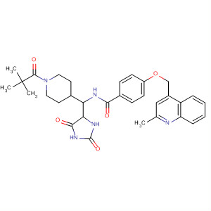 477583-42-9  Benzamide,N-[[1-(2,2-dimethyl-1-oxopropyl)-4-piperidinyl](2,5-dioxo-4-imidazolidinyl)methyl]-4-[(2-methyl-4-quinolinyl)methoxy]-