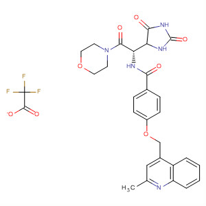 477583-71-4  Benzamide,N-[(1S)-1-(2,5-dioxo-4-imidazolidinyl)-2-(4-morpholinyl)-2-oxoethyl]-4-[(2-methyl-4-quinolinyl)methoxy]-, mono(trifluoroacetate)