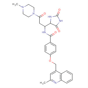 477584-04-6  Benzamide,N-[1-(2,5-dioxo-4-imidazolidinyl)-3-(4-methyl-1-piperazinyl)-3-oxopropyl]-4-[(2-methyl-4-quinolinyl)methoxy]-